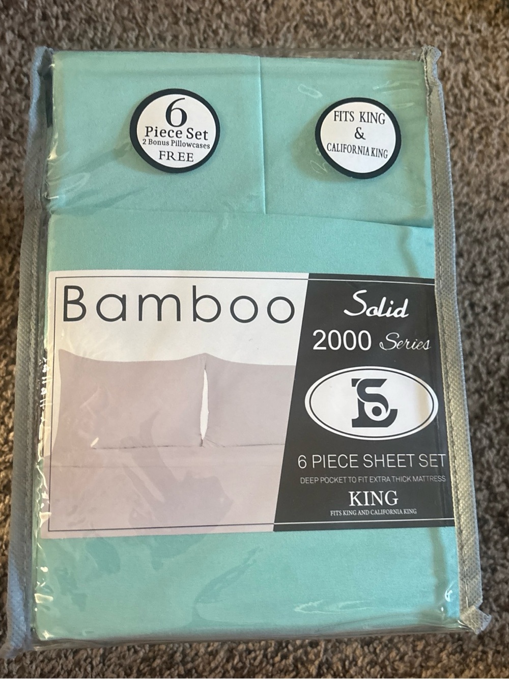 Bamboo Solid 2000 Series King Sheet Set — Mint Green